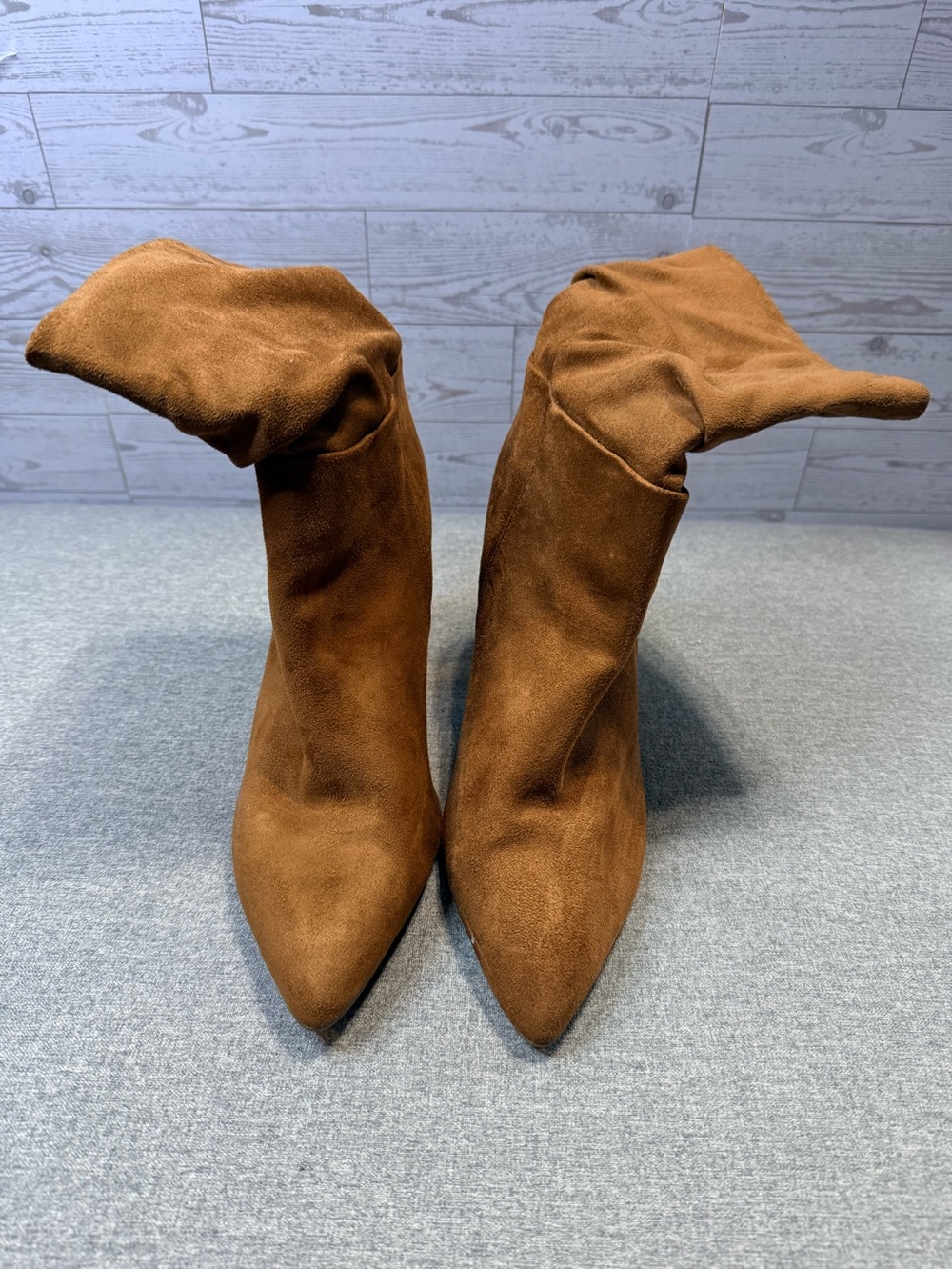 Zigi Soho Brown Pointed-Toe Slouch Mid-Calf Heeled Boots